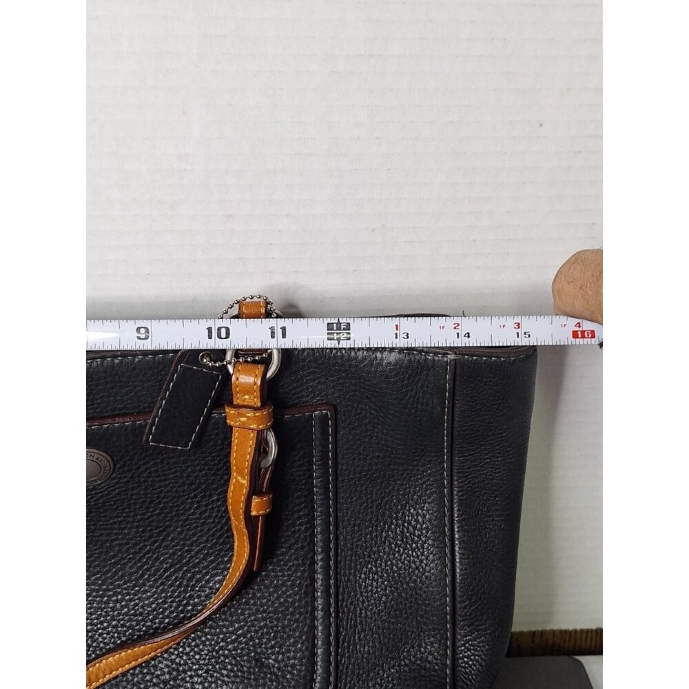 Vtg COACH Chelsea Pebbled Black Leather Handbag Tote C06S-8E97 Mauve Pink Lining - Picture 2 of 12